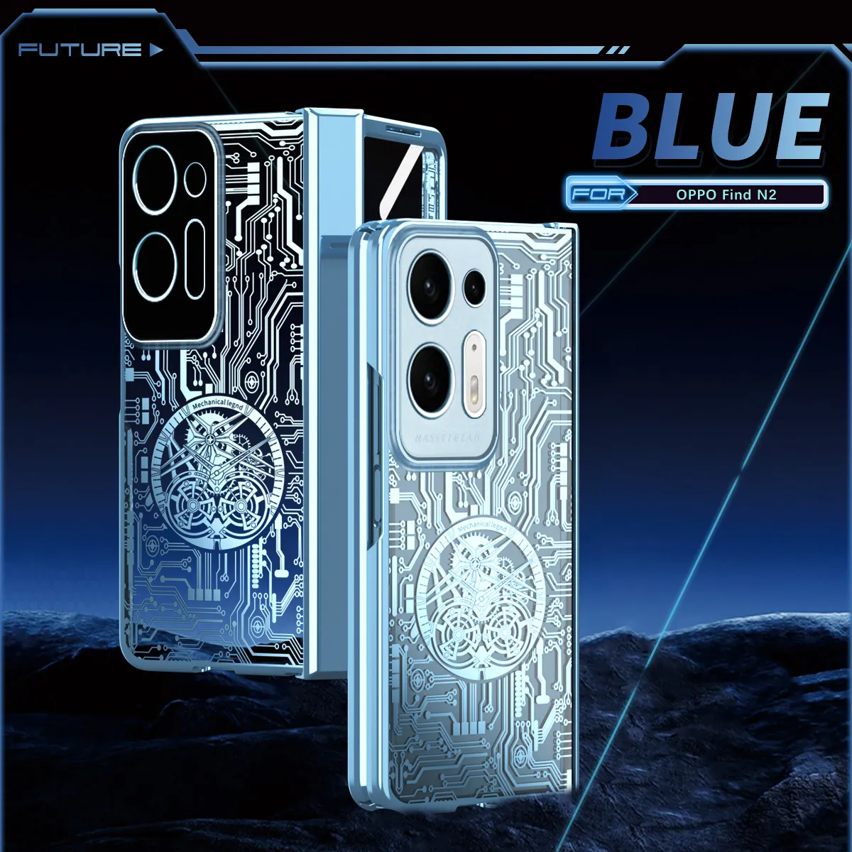 Compatible with OPPO Find N2 foldable phone case, magnetic hinge, electroplated texture, drop-proof protective case