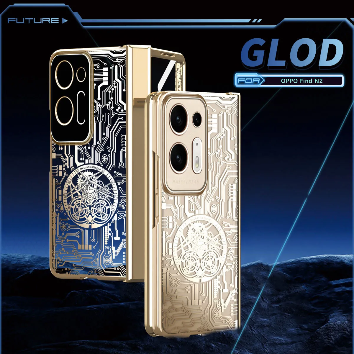 Compatible with OPPO Find N2 foldable phone case, magnetic hinge, electroplated texture, drop-proof protective case