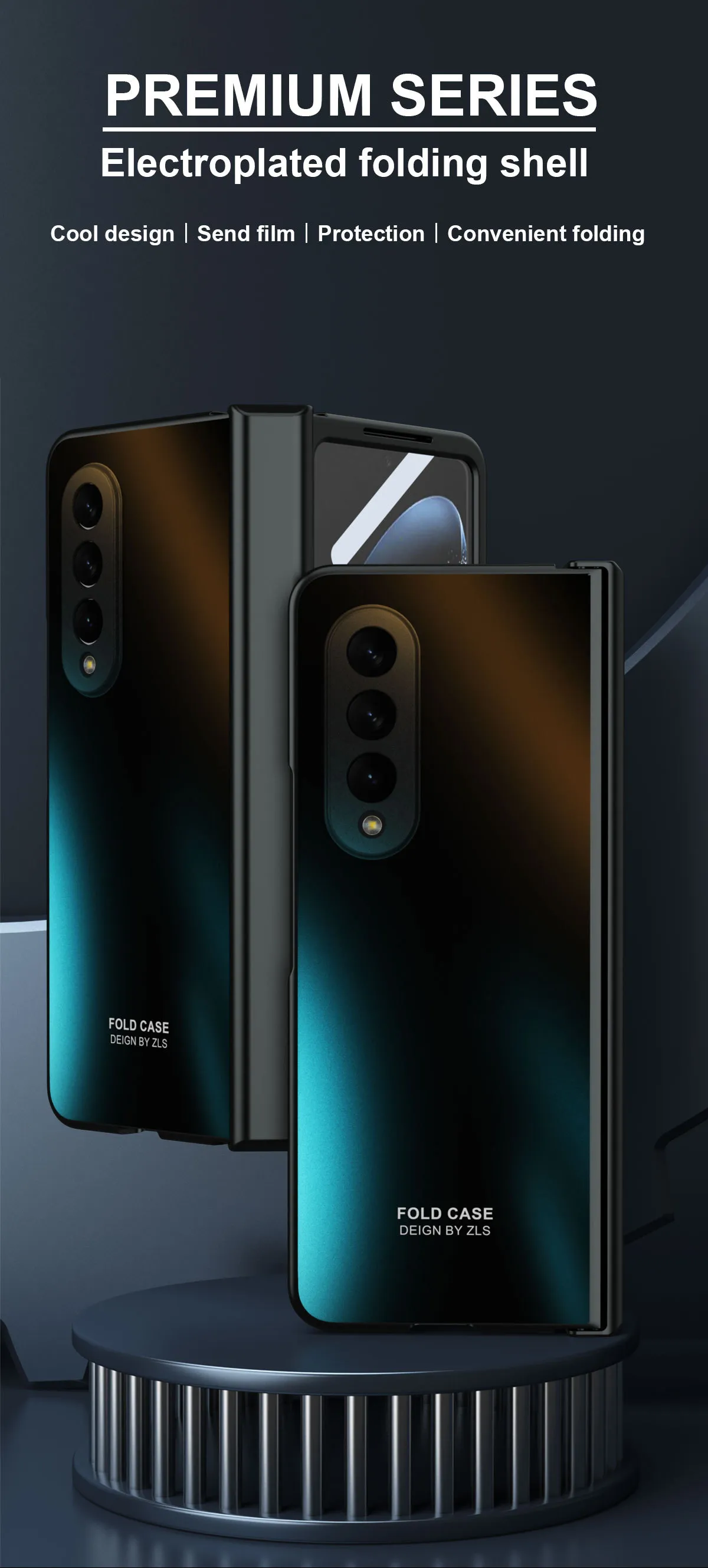 ZFOLD4 Foldable Screen Case for Samsung Fold 5 (Solid Color Electroplated, Full Coverage, Drop-Proof Protective Case, 5G)