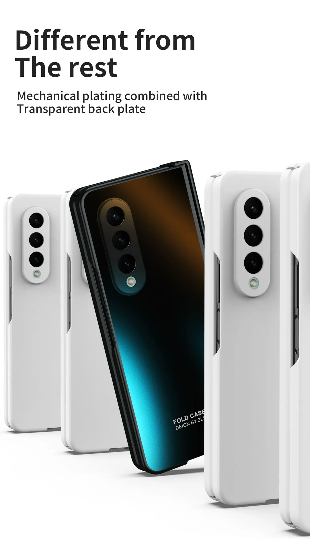 ZFOLD4 Foldable Screen Case for Samsung Fold 5 (Solid Color Electroplated, Full Coverage, Drop-Proof Protective Case, 5G)