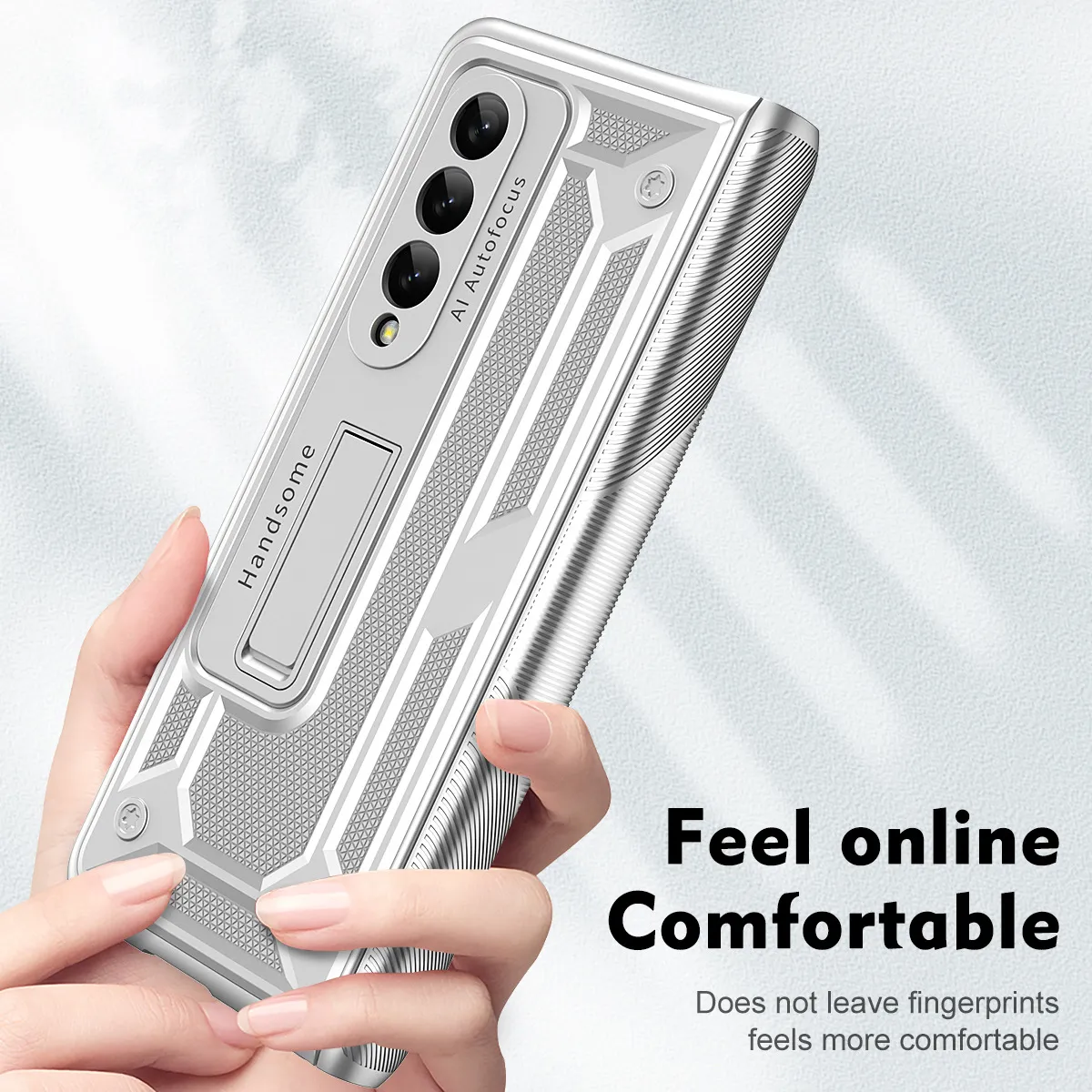 Compatible with Samsung Fold4 phone case W22 solid color hinge folding protective case Fold3 Ironclad full-coverage shockproof case