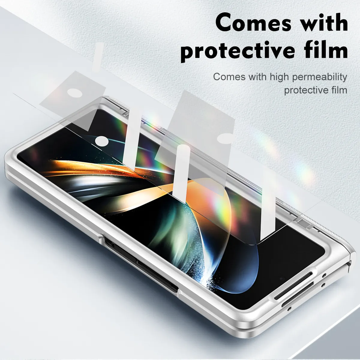 Compatible with Samsung Fold4 phone case W22 solid color hinge folding protective case Fold3 Ironclad full-coverage shockproof case
