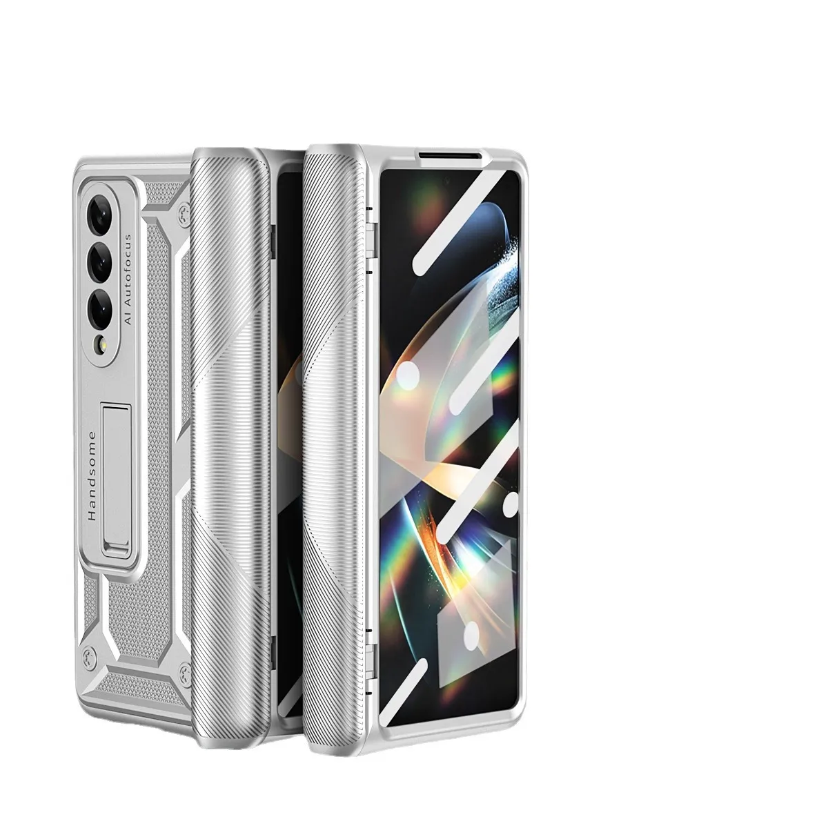 Compatible with Samsung Fold4 phone case W22 solid color hinge folding protective case Fold3 Ironclad full-coverage shockproof case