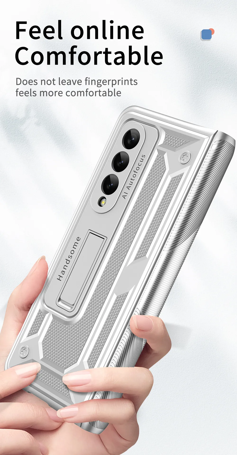 Compatible with Samsung Fold4 phone case W22 solid color hinge folding protective case Fold3 Ironclad full-coverage shockproof case