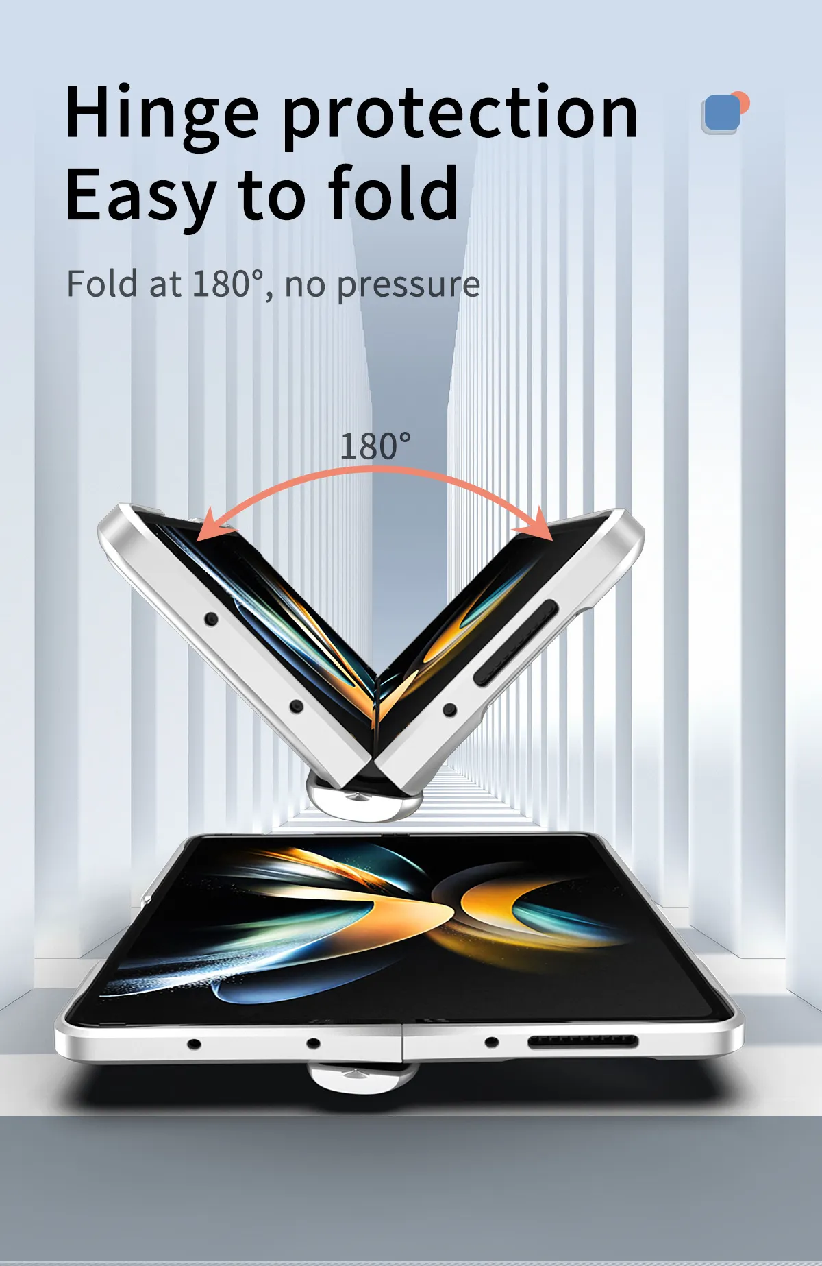 Compatible with Samsung Fold4 phone case W22 solid color hinge folding protective case Fold3 Ironclad full-coverage shockproof case