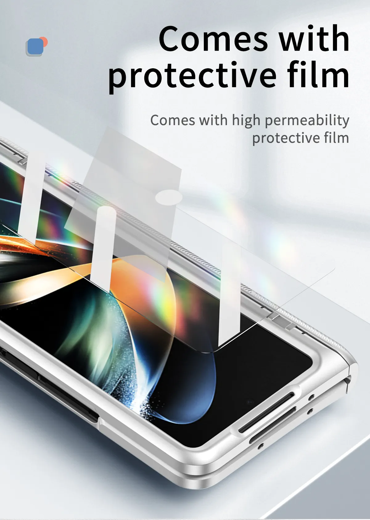 Compatible with Samsung Fold4 phone case W22 solid color hinge folding protective case Fold3 Ironclad full-coverage shockproof case