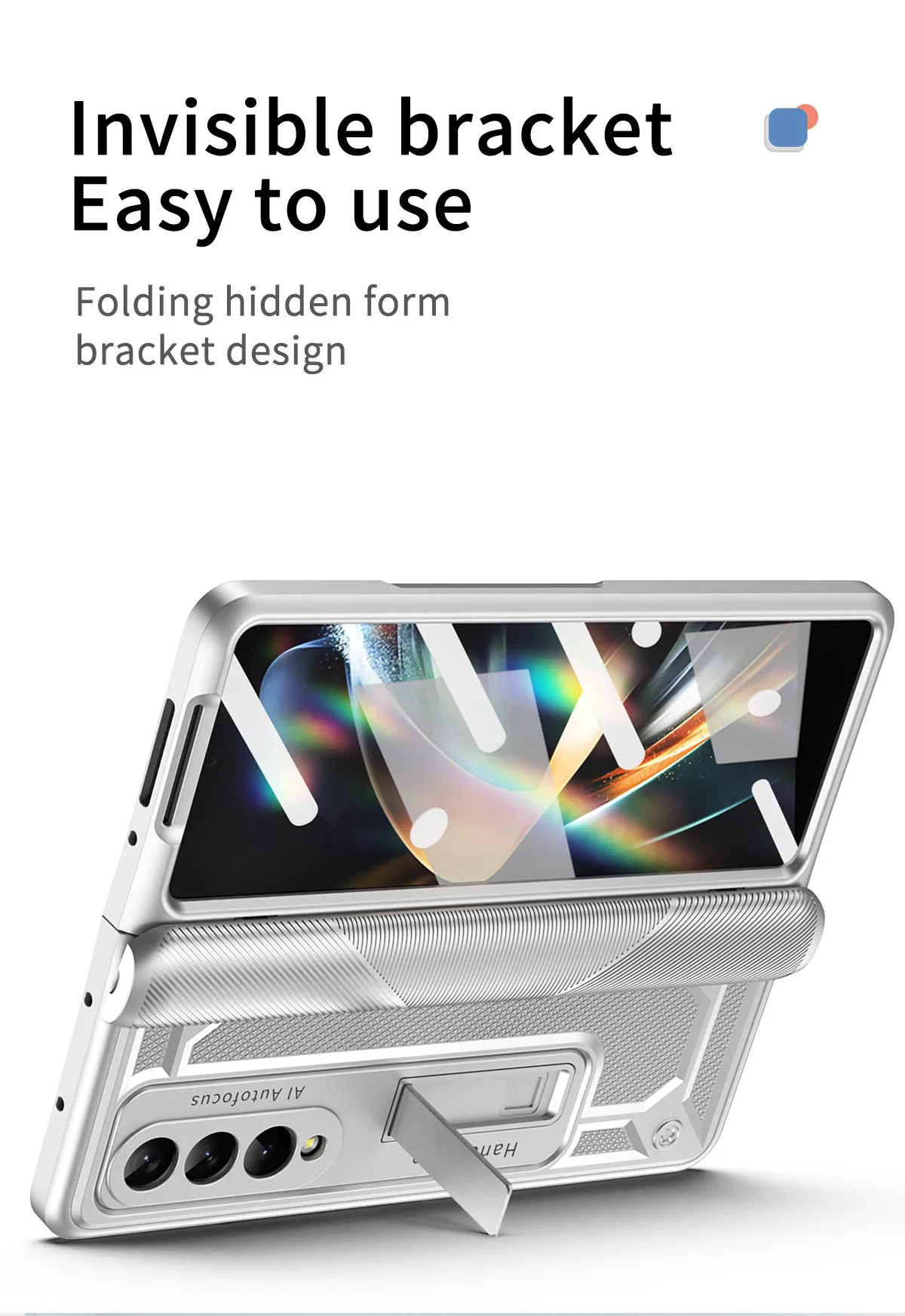Compatible with Samsung Fold4 phone case W22 solid color hinge folding protective case Fold3 Ironclad full-coverage shockproof case