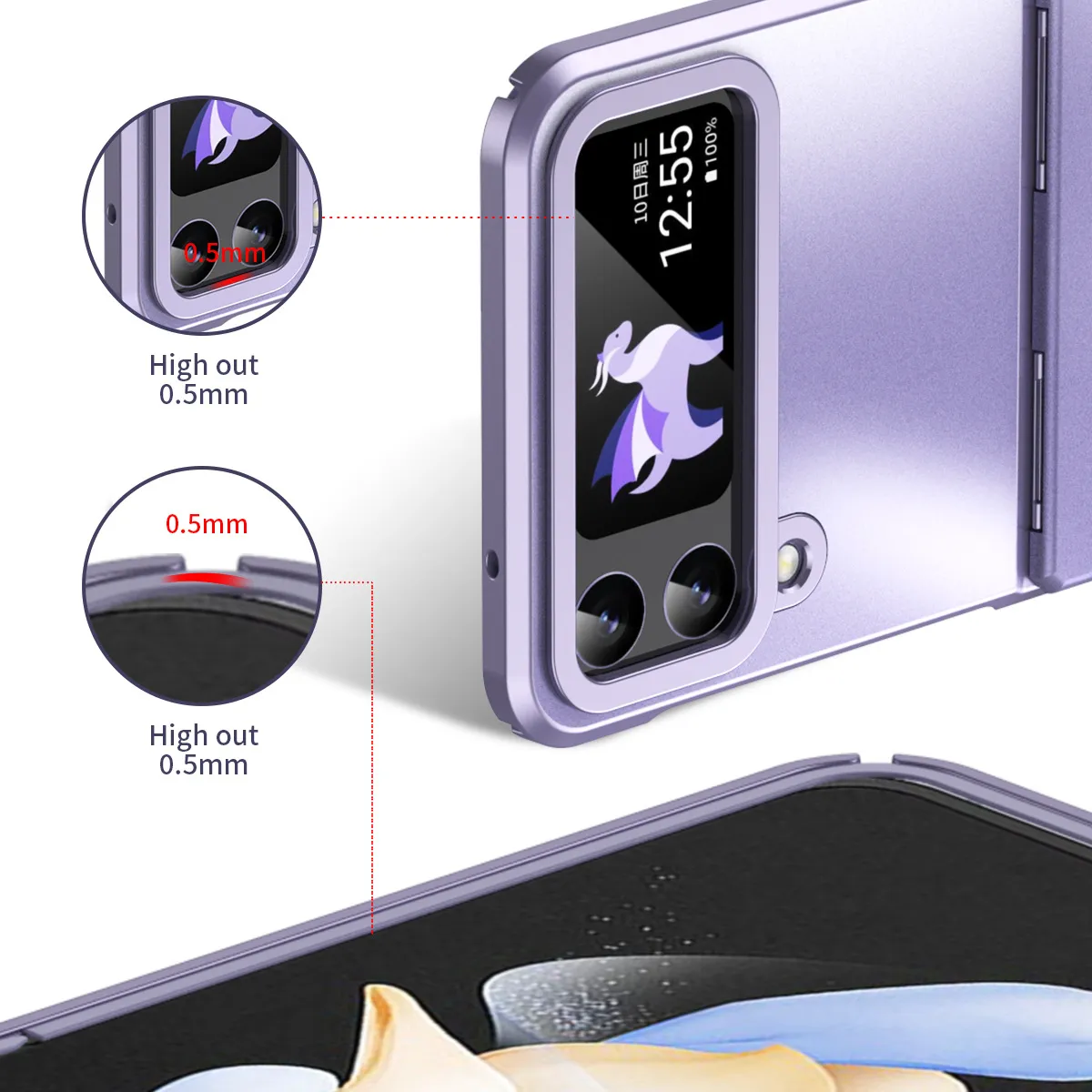Compatible with Samsung ZFlip 7FE phone case, ZFLIP 6 foldable screen, electroplated flat hinge, full-coverage drop-proof protective leather.