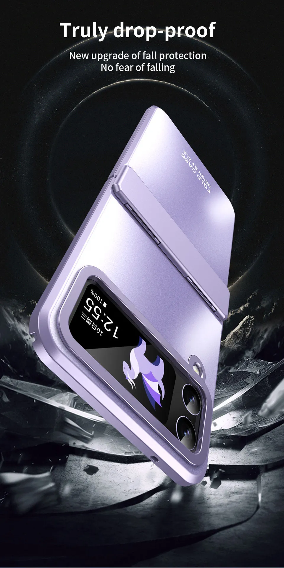 Compatible with Samsung ZFlip 7FE phone case, ZFLIP 6 foldable screen, electroplated flat hinge, full-coverage drop-proof protective leather.
