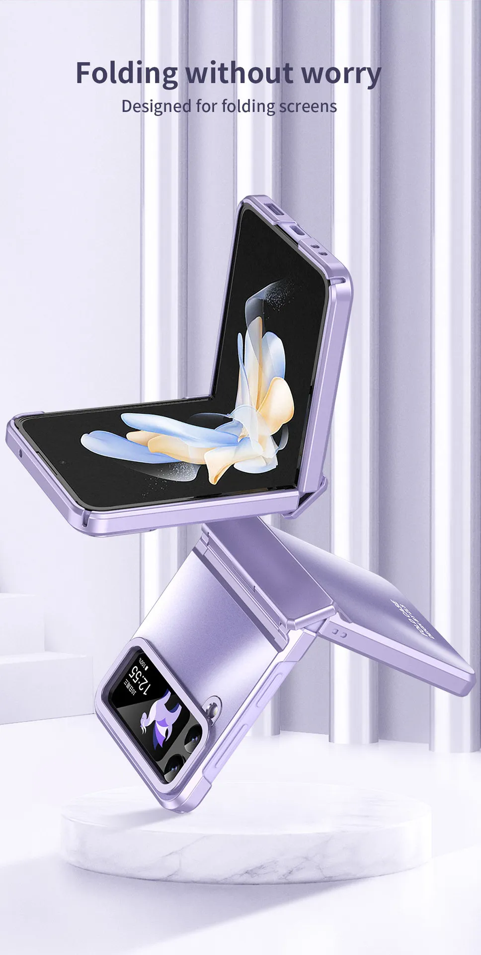 Compatible with Samsung ZFlip 7FE phone case, ZFLIP 6 foldable screen, electroplated flat hinge, full-coverage drop-proof protective leather.