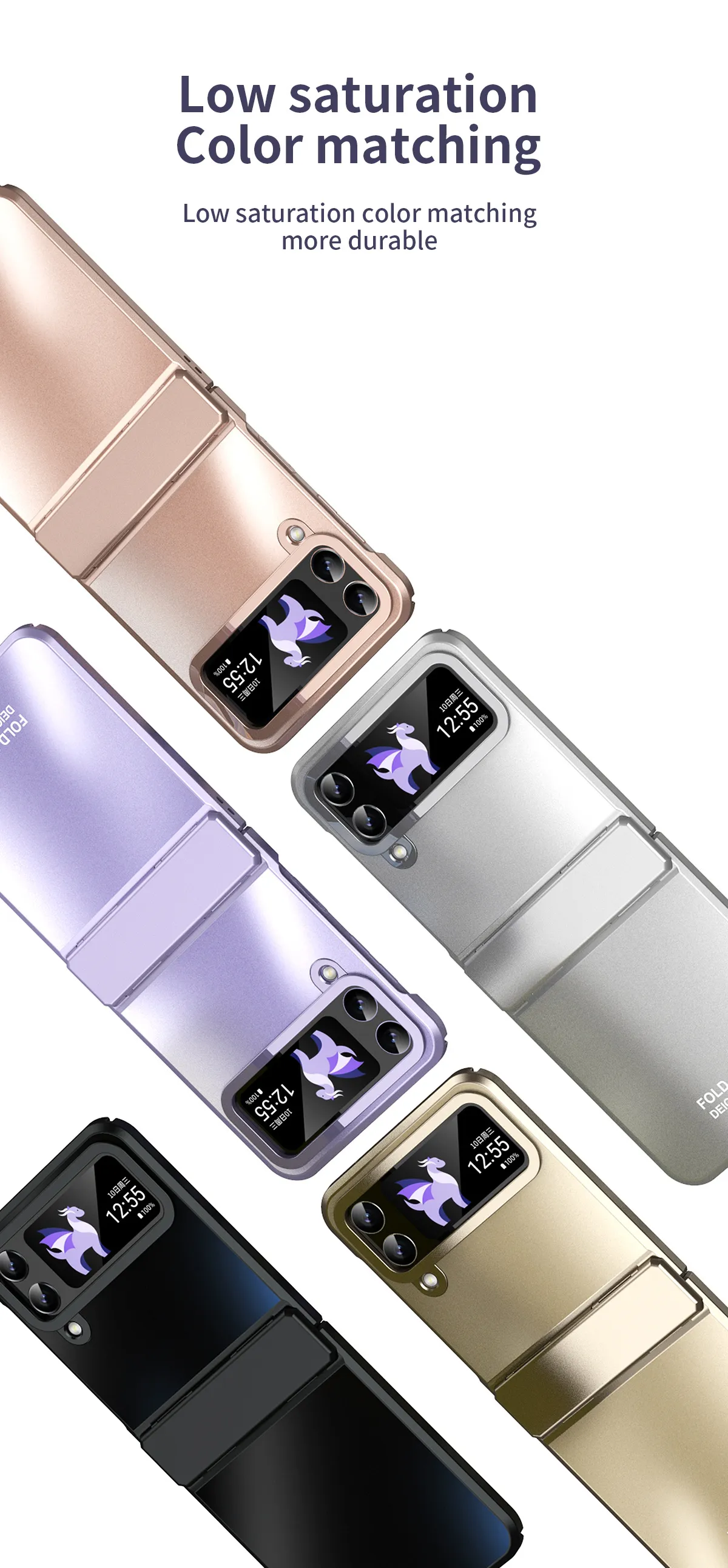 Compatible with Samsung ZFlip 7FE phone case, ZFLIP 6 foldable screen, electroplated flat hinge, full-coverage drop-proof protective leather.