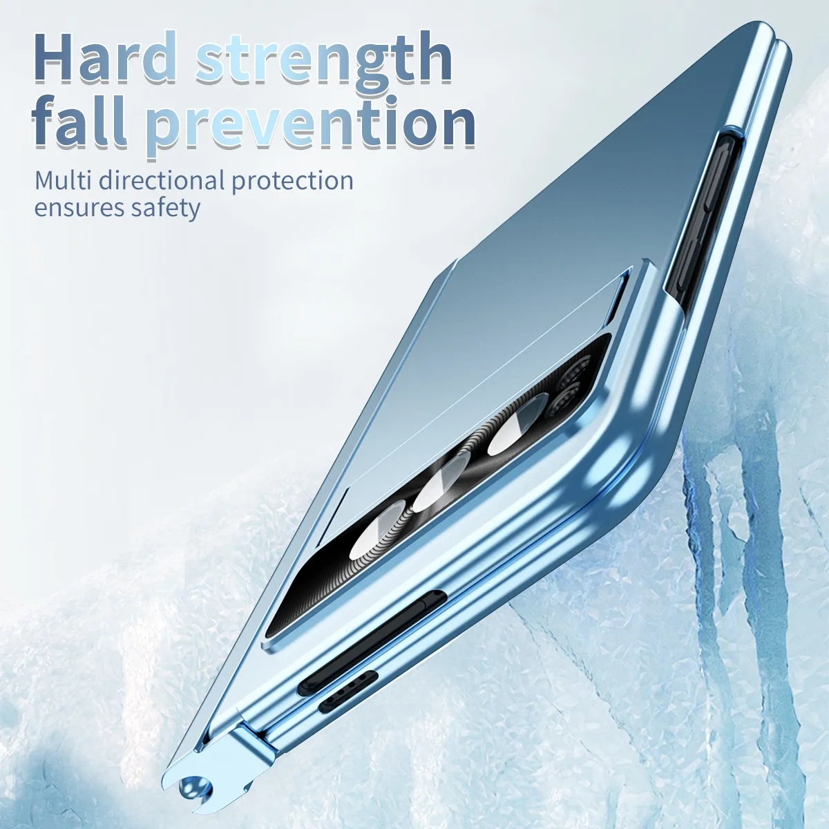 Compatible with Google Pixel Fold phone case, folding and drop-proof full-coverage protection with dual pen slot hinge.