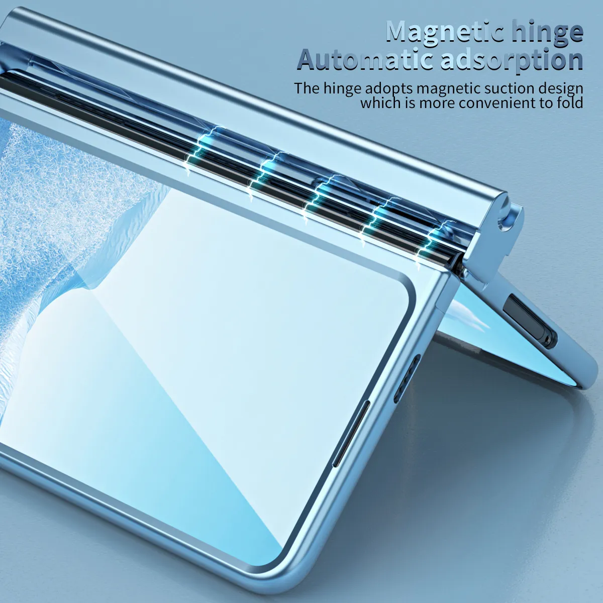 Compatible with Google Pixel Fold phone case, folding and drop-proof full-coverage protection with dual pen slot hinge.