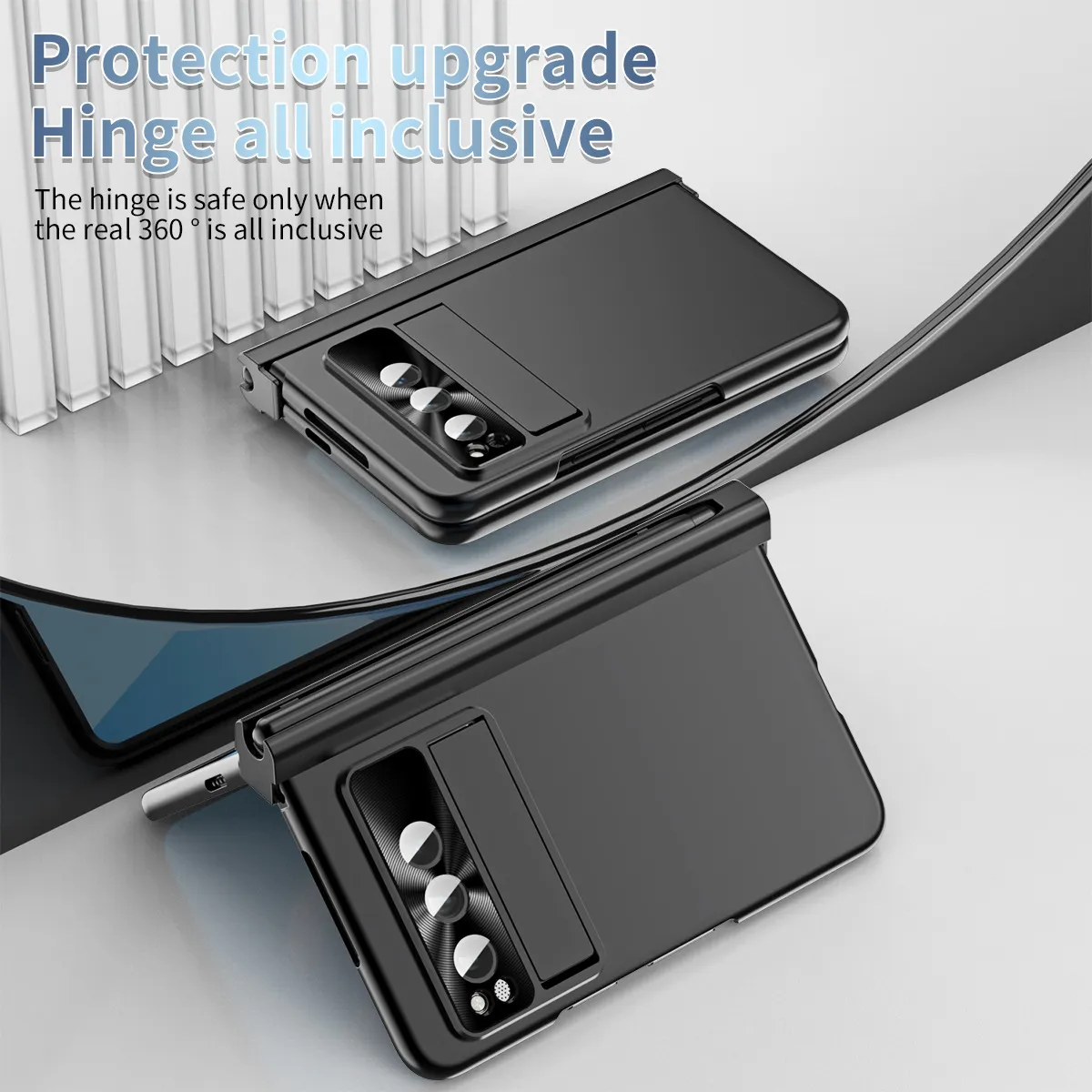 Compatible with Google Pixel Fold phone case, folding and shockproof protective case, full coverage, pen slot hinge.