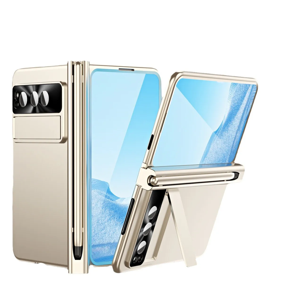Compatible with Google Pixel Fold phone case, folding and shockproof protective case, full coverage, pen slot hinge.