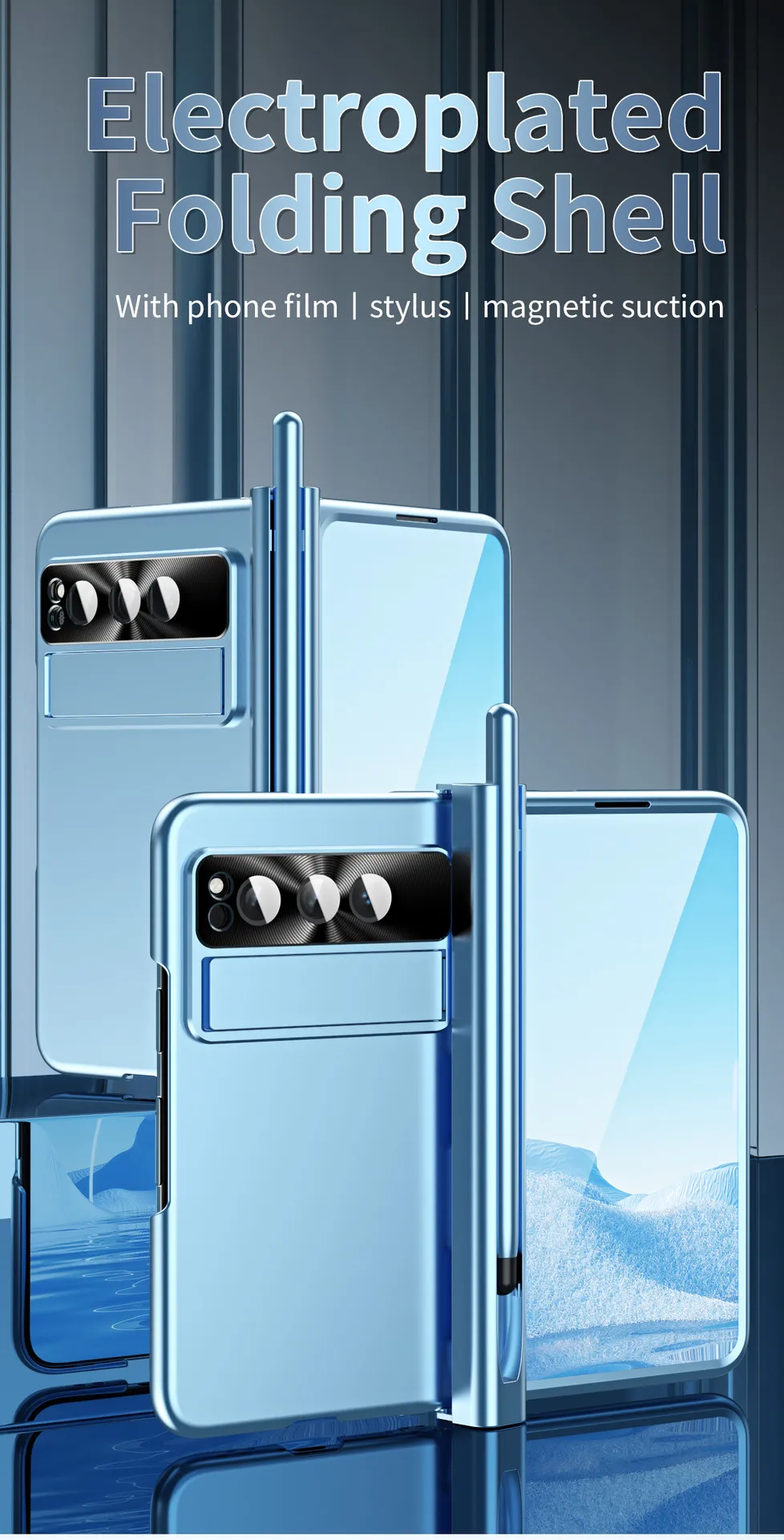 Compatible with Google Pixel Fold phone case, folding and shockproof protective case, full coverage, pen slot hinge.