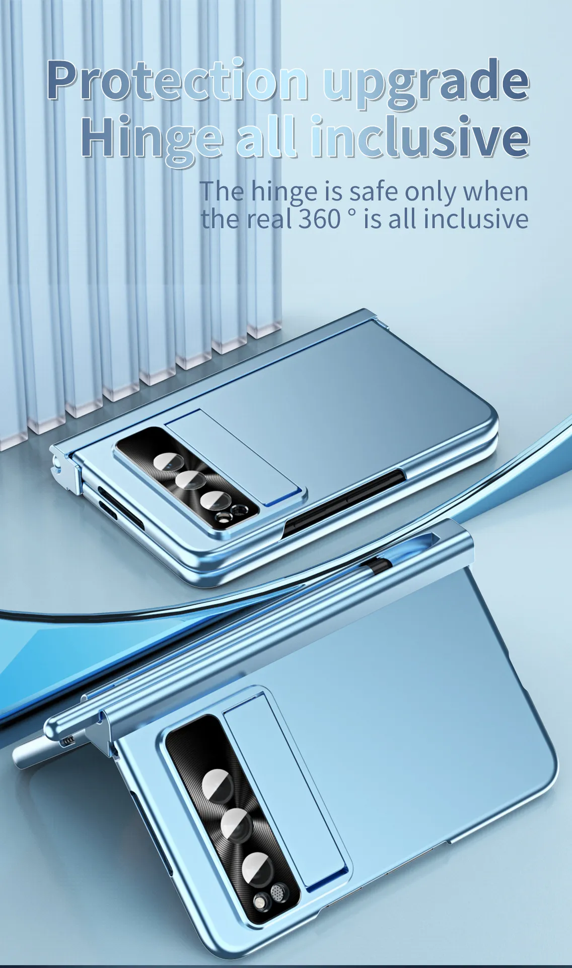 Compatible with Google Pixel Fold phone case, folding and shockproof protective case, full coverage, pen slot hinge.