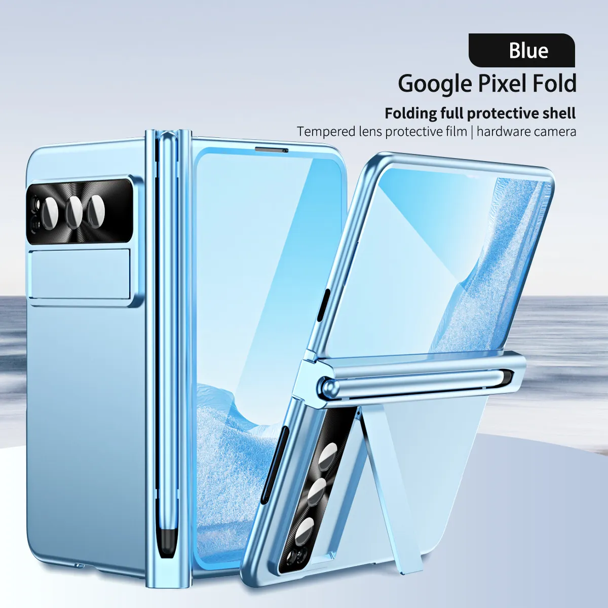Compatible with Google Pixel Fold phone case, folding and shockproof protective case, full coverage, pen slot hinge.