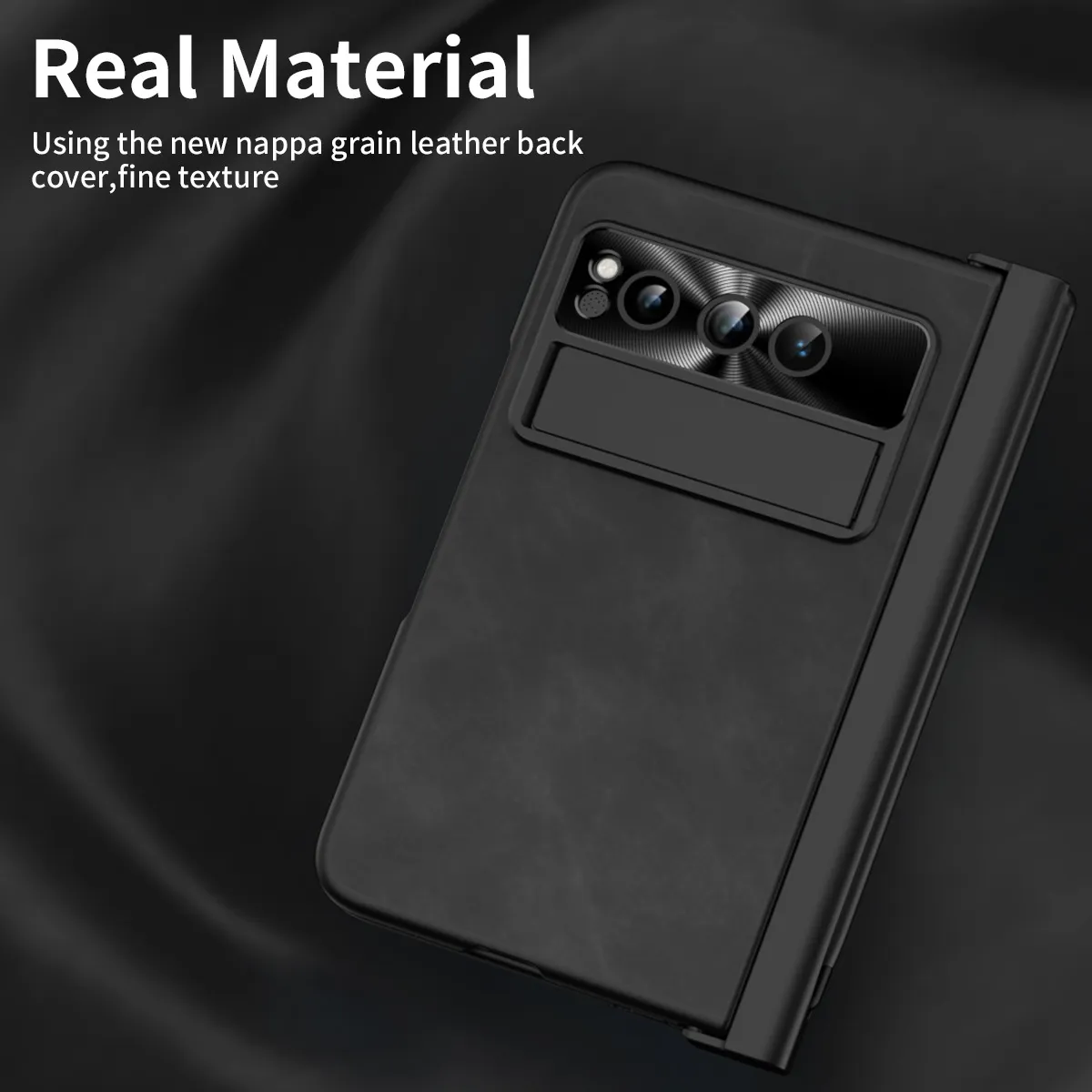 Compatible with Google Pixel Fold phone case, vegan leather folding protective case with pen slot hinge.