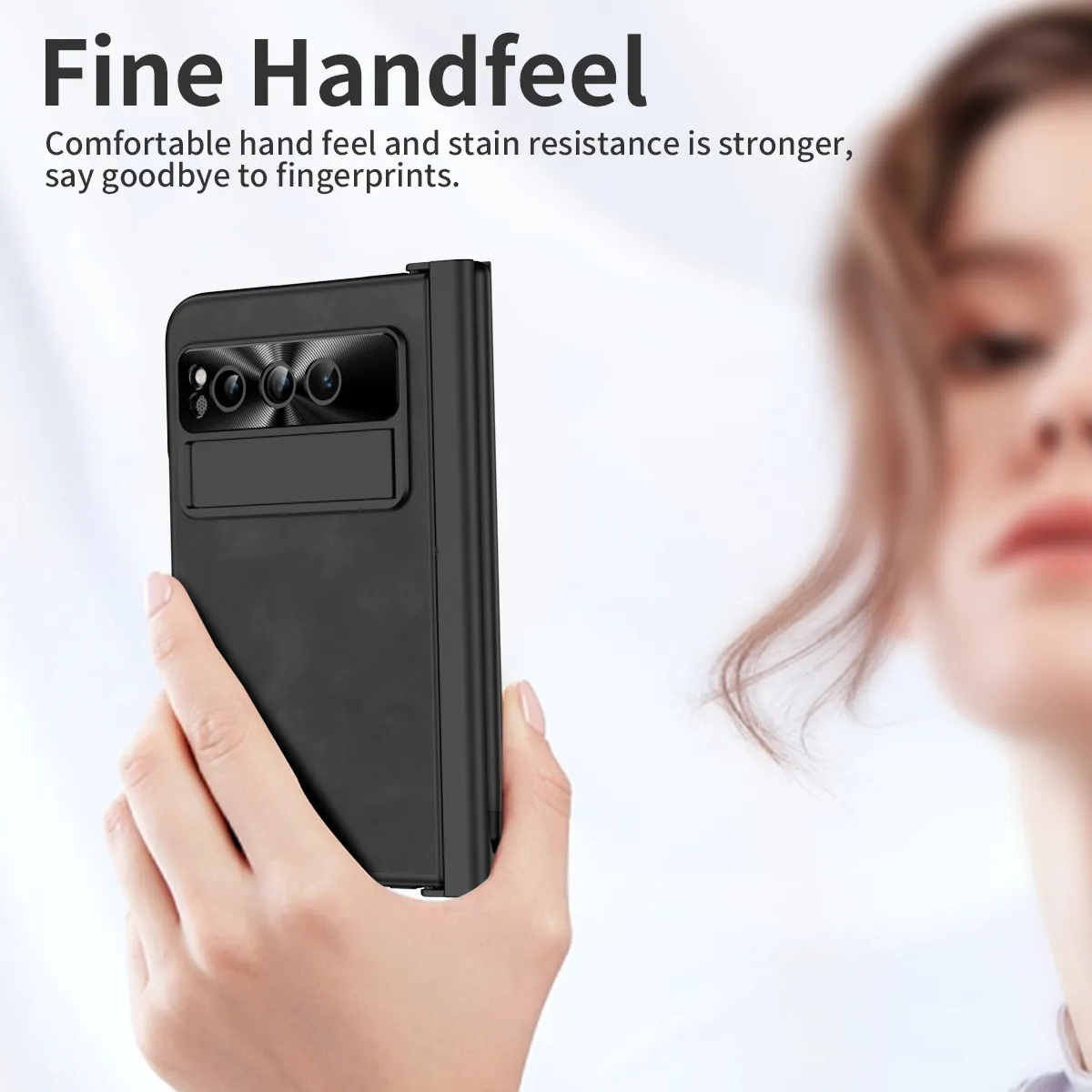 Compatible with Google Pixel Fold phone case, vegan leather folding protective case with pen slot hinge.