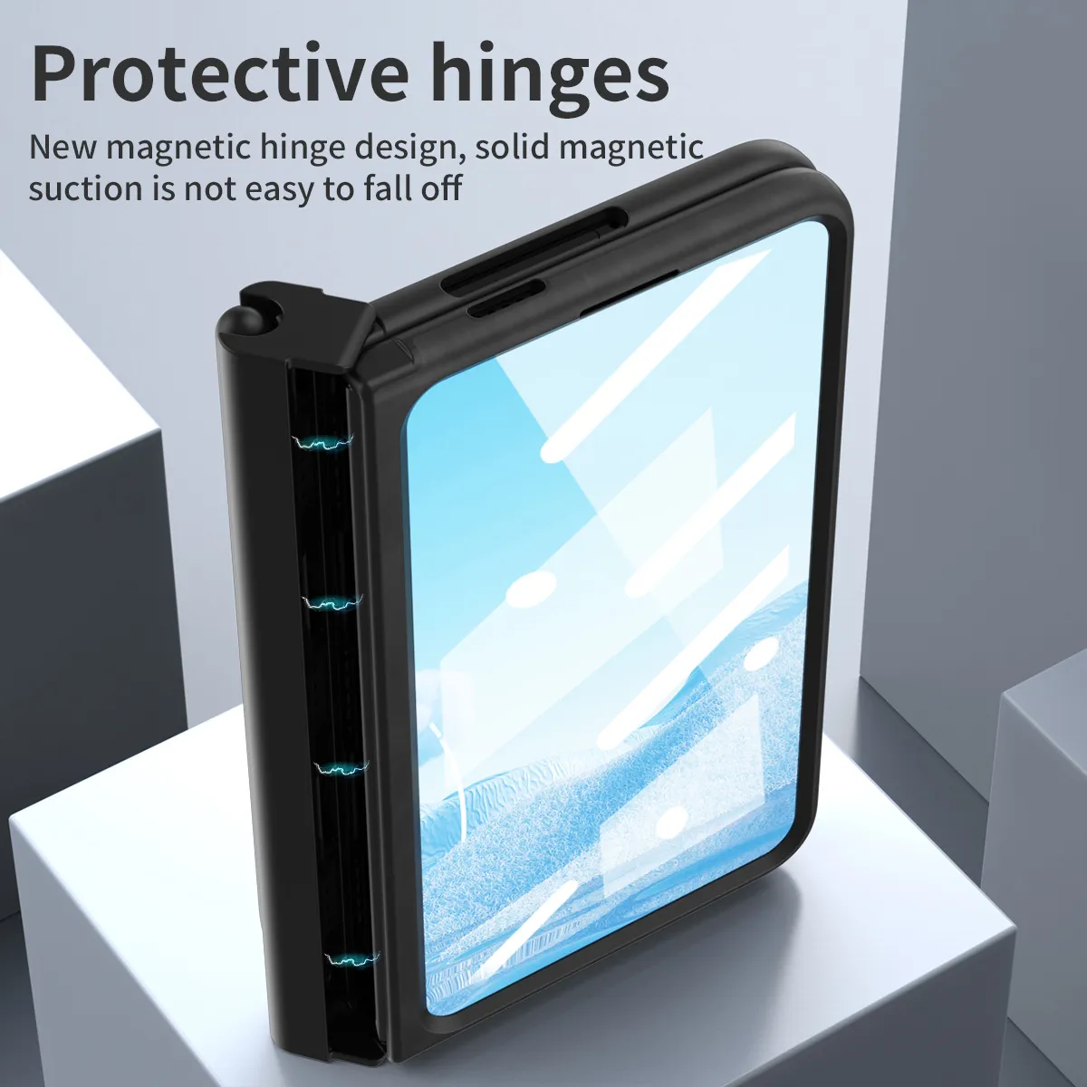 Compatible with Google Pixel Fold phone case, vegan leather folding protective case with pen slot hinge.