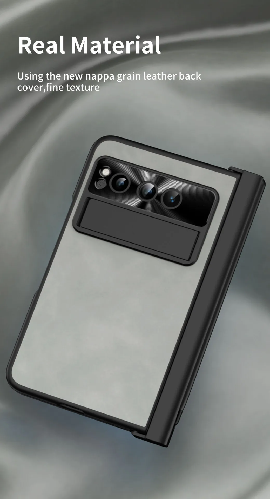 Compatible with Google Pixel Fold phone case, vegan leather folding protective case with pen slot hinge.