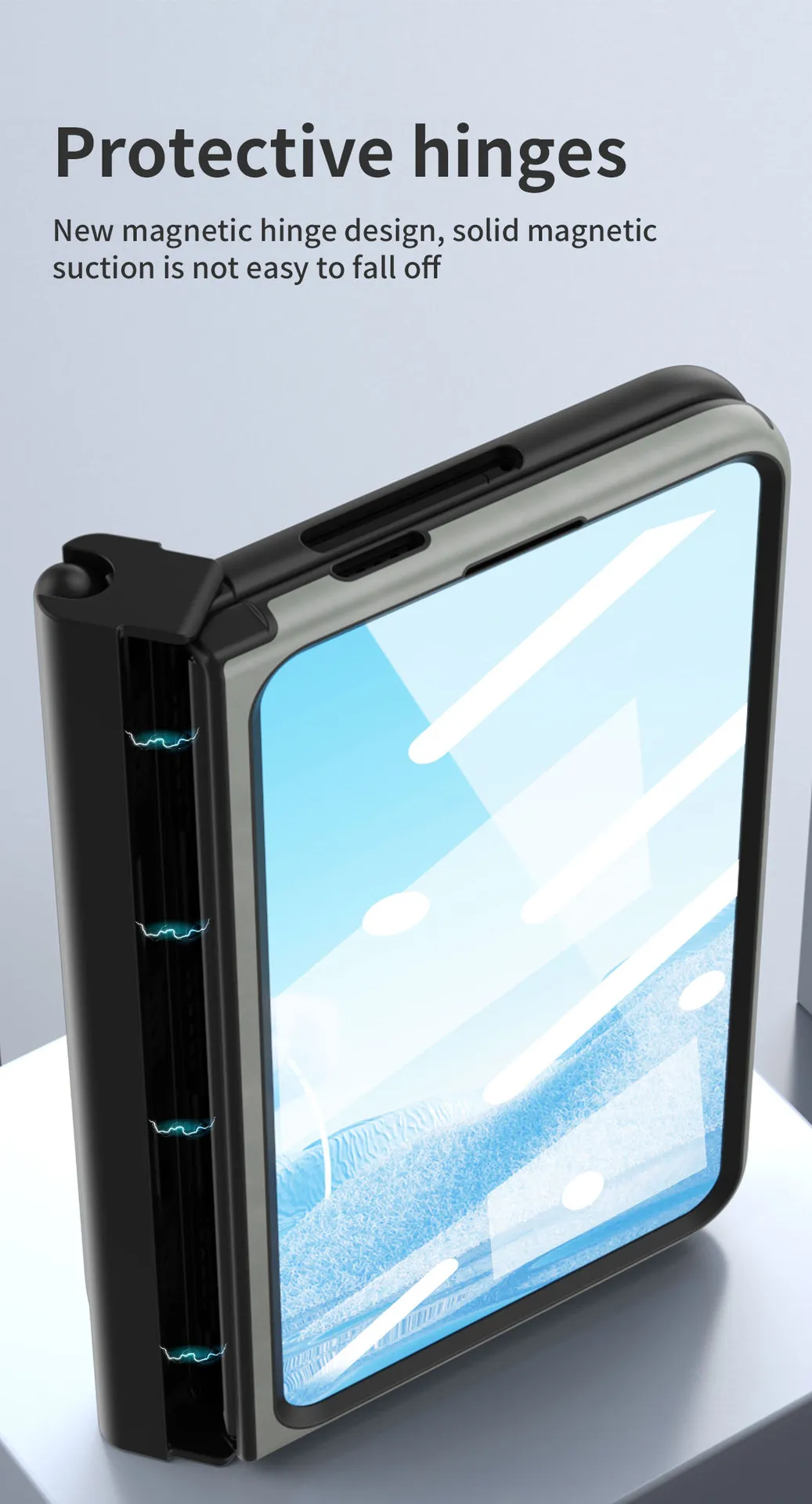 Compatible with Google Pixel Fold phone case, vegan leather folding protective case with pen slot hinge.