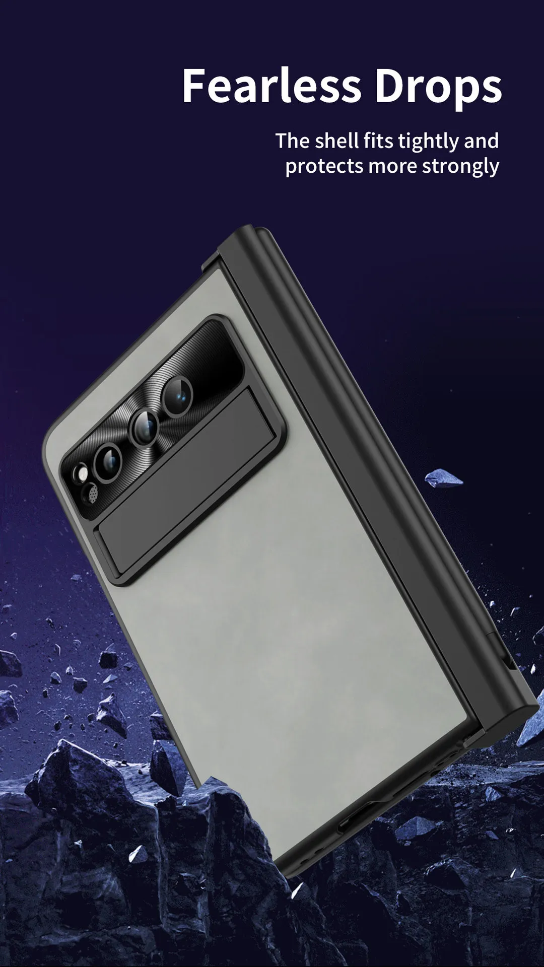 Compatible with Google Pixel Fold phone case, vegan leather folding protective case with pen slot hinge.