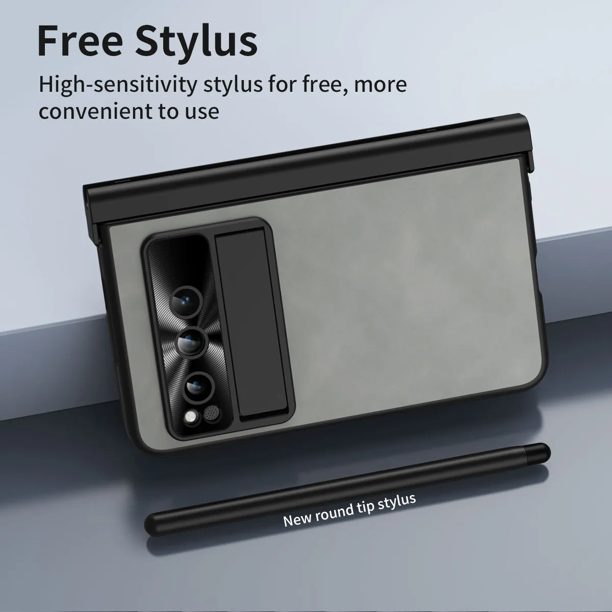 Compatible with Google Pixel Fold phone case, vegan leather folding protective case with pen slot hinge.