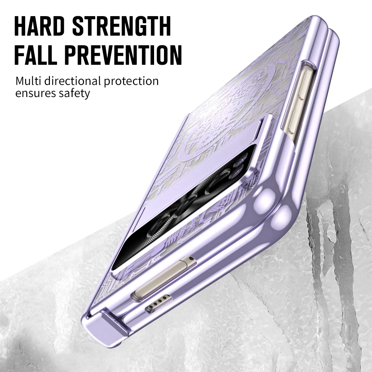 Google Pixel Fold phone case, electroplated transparent full-coverage drop protection for foldable screens.