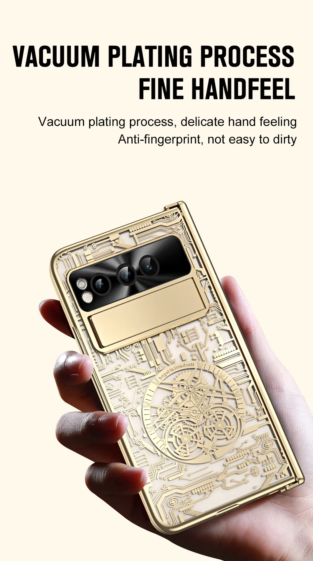 Google Pixel Fold phone case, electroplated transparent full-coverage drop protection for foldable screens.