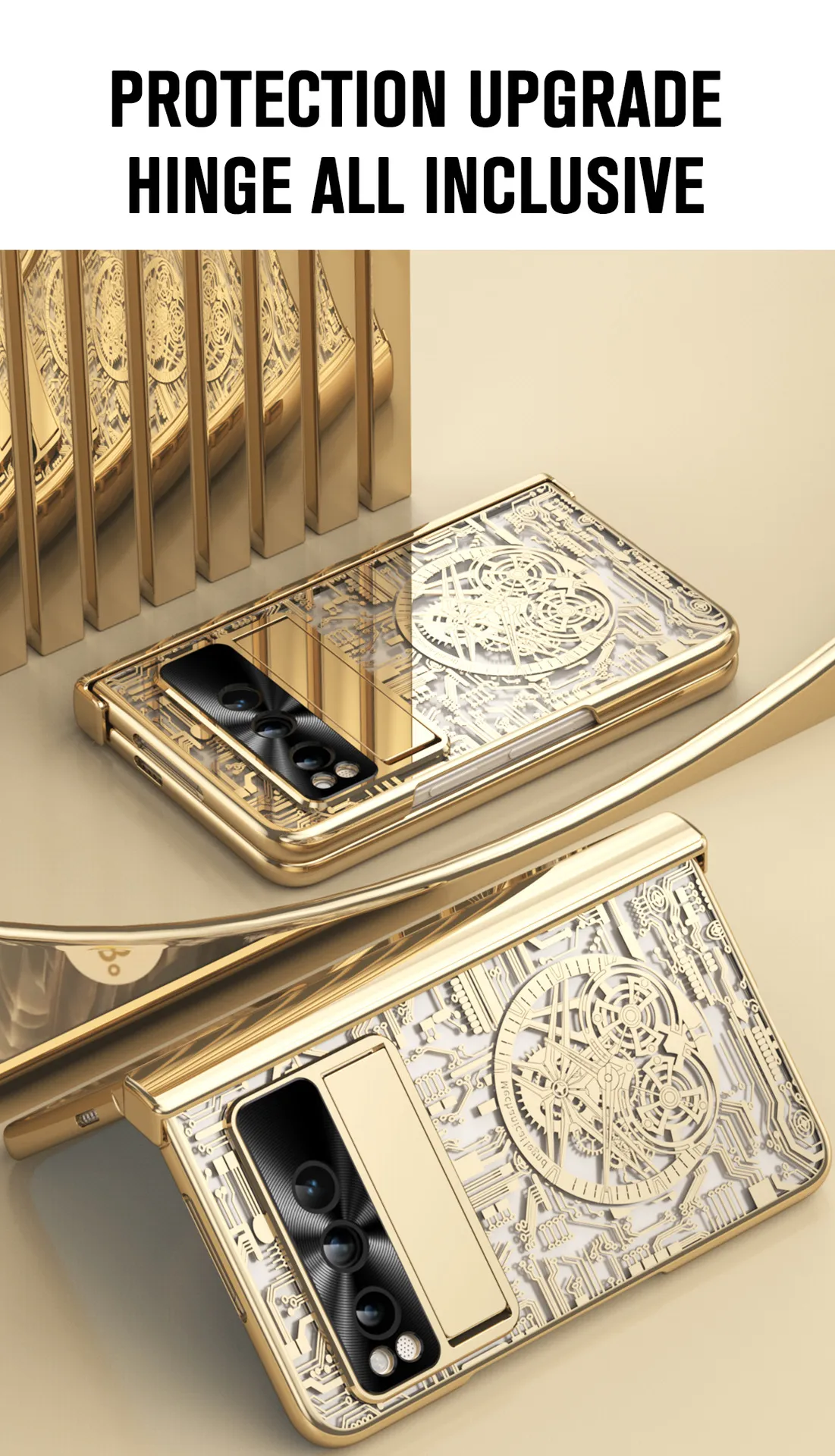 Google Pixel Fold phone case, electroplated transparent full-coverage drop protection for foldable screens.