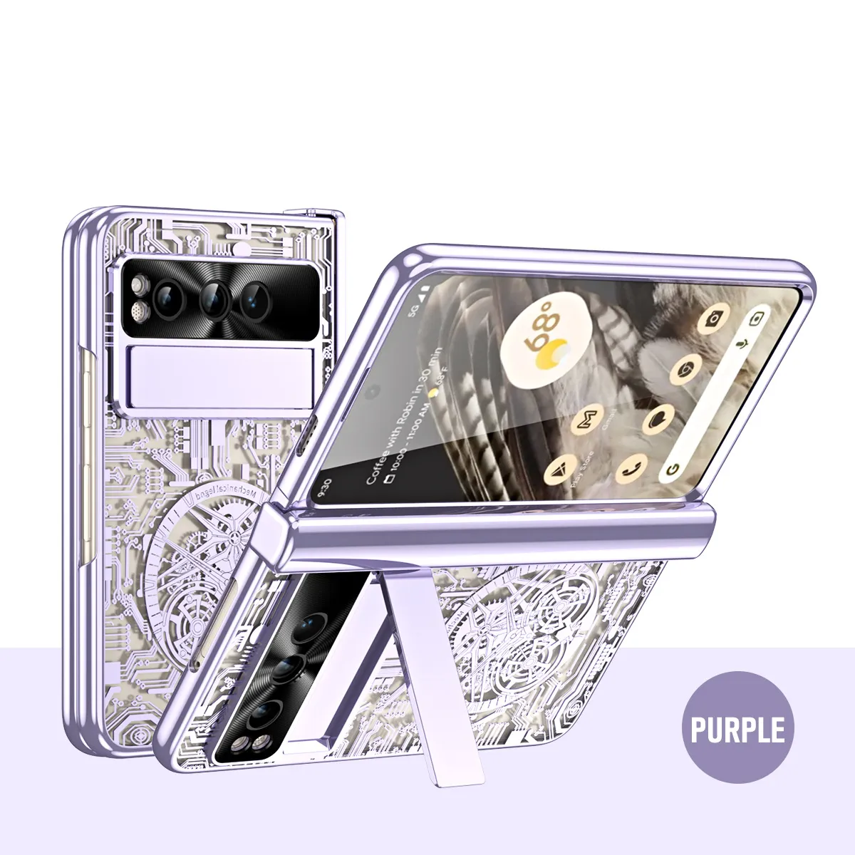 Google Pixel Fold phone case, electroplated transparent full-coverage drop protection for foldable screens.
