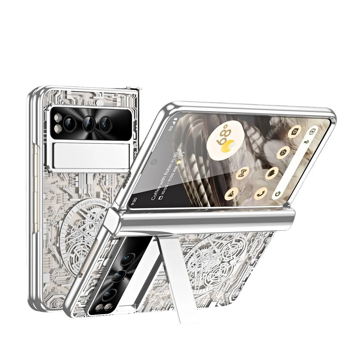Google Pixel Fold phone case, electroplated pen slot, full coverage for drop protection.