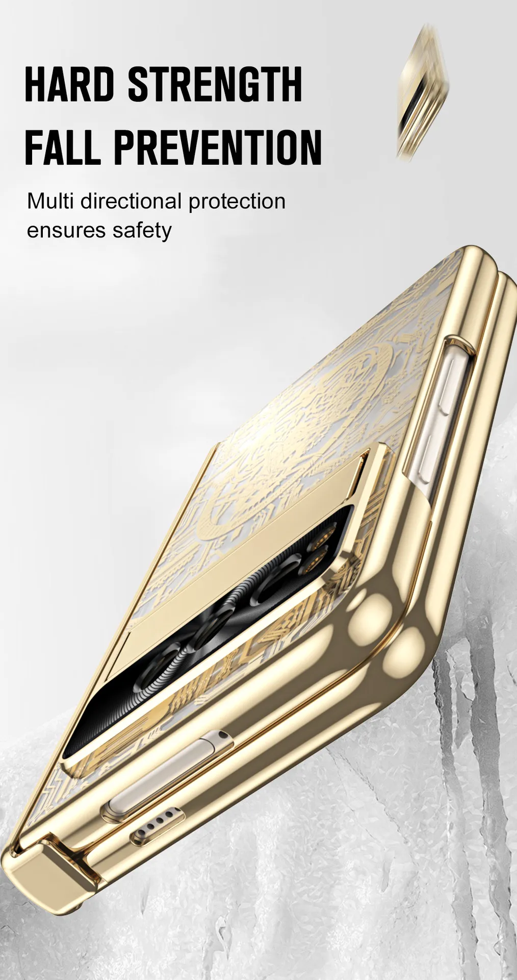Google Pixel Fold phone case, electroplated pen slot, full coverage for drop protection.