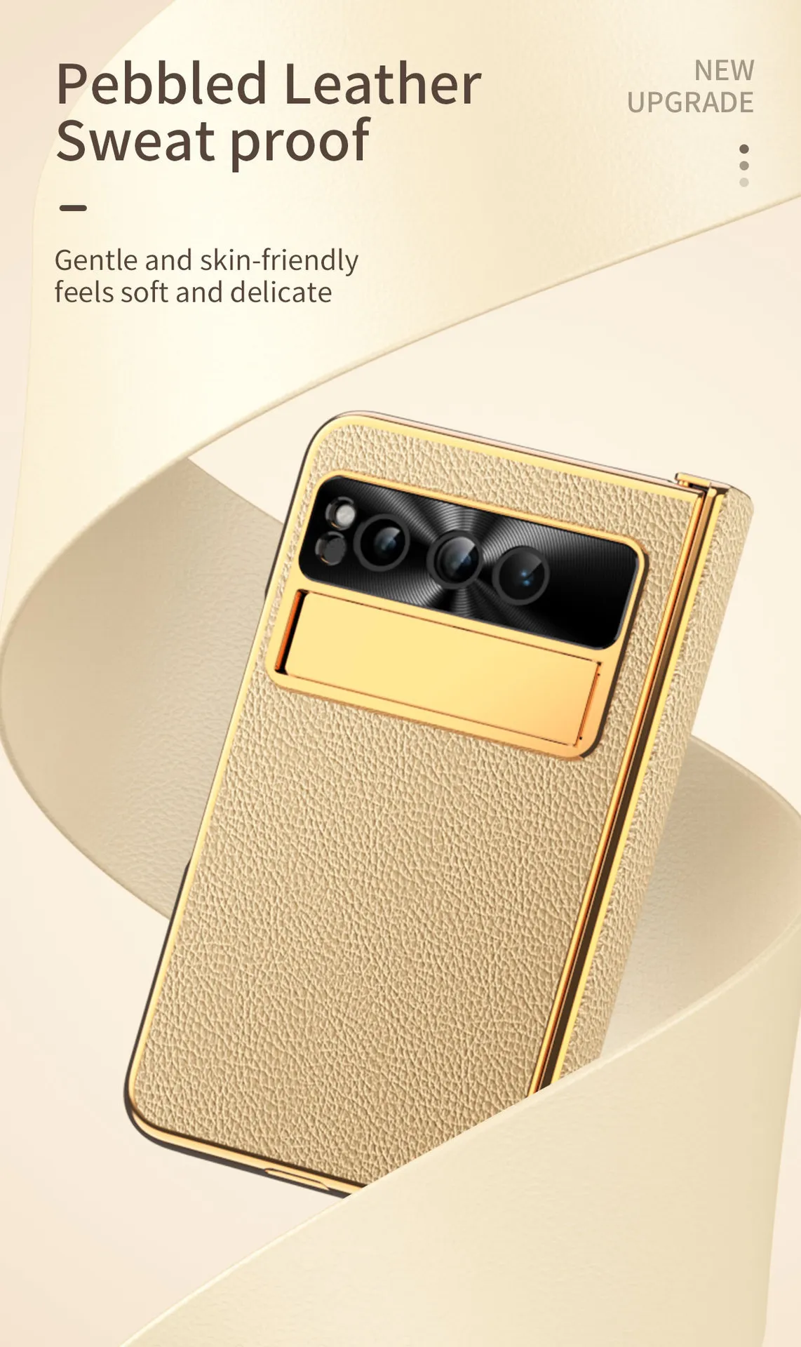Compatible with Google Pixel Fold phone case, vegan leather, folding hinge, full-coverage drop protection.