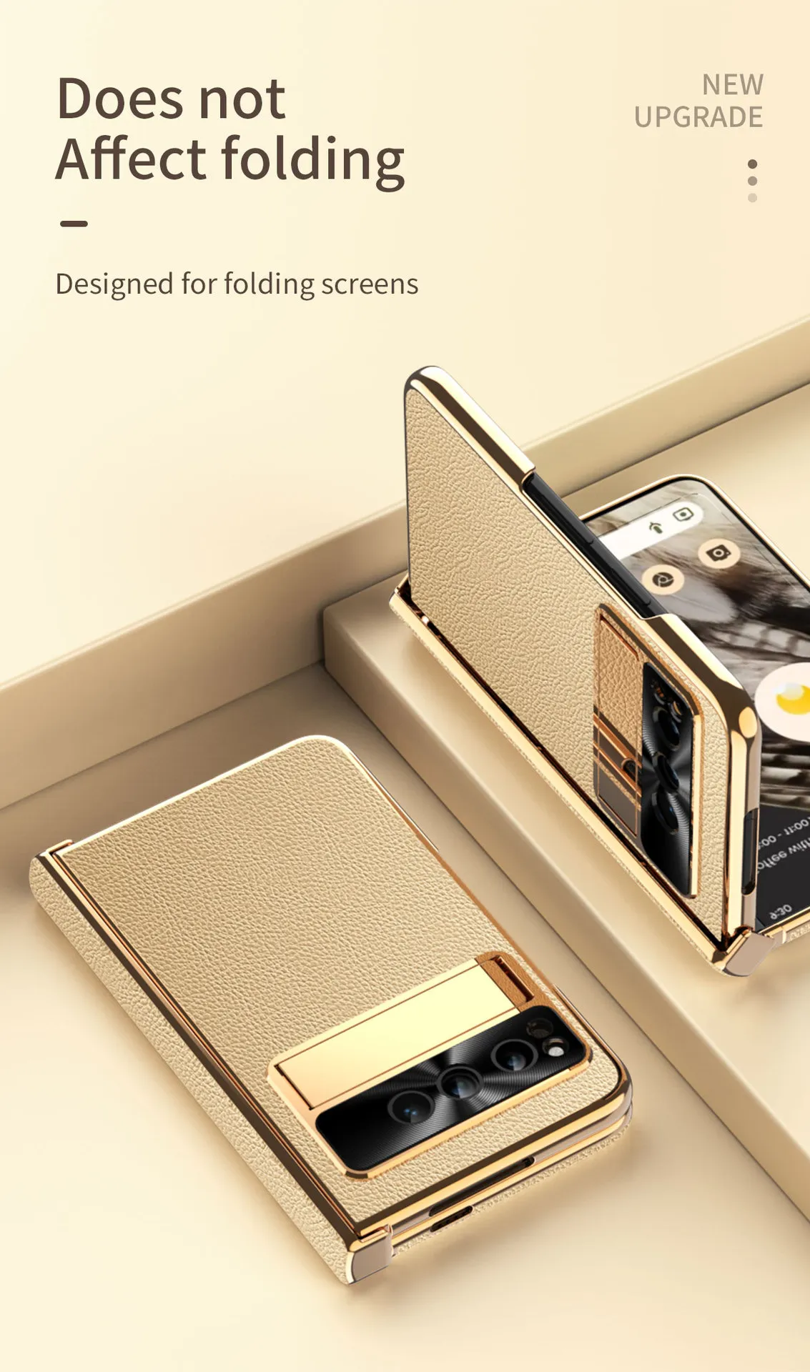 Compatible with Google Pixel Fold phone case, vegan leather, folding hinge, full-coverage drop protection.