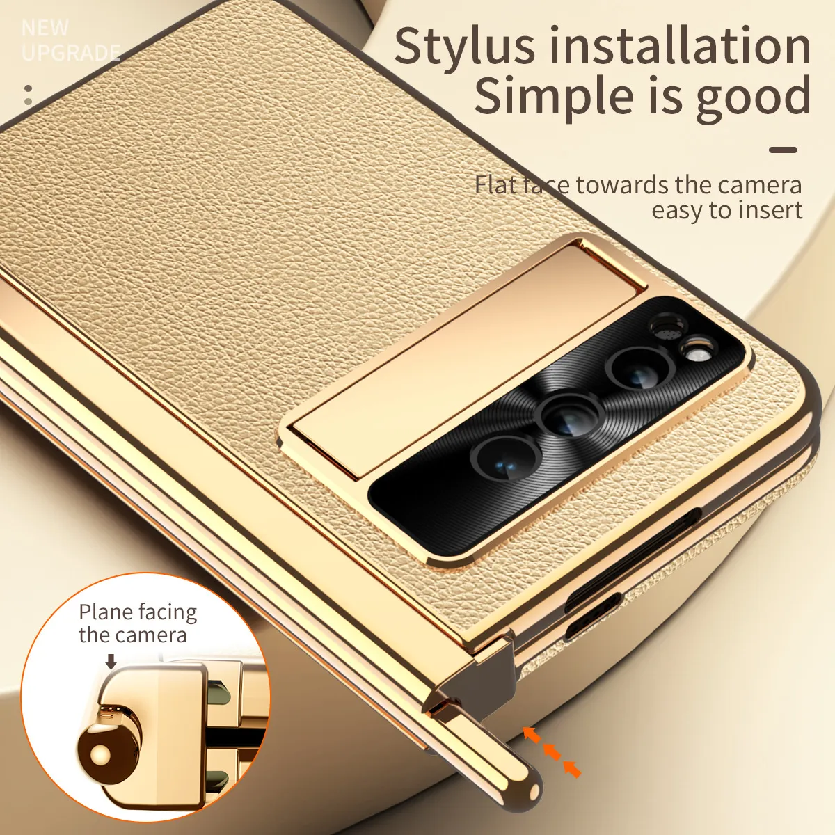 Compatible with Google Pixel Fold phone case, vegan leather, folding pen slot hinge, drop protection.
