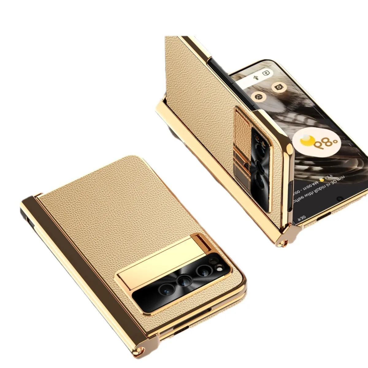 Compatible with Google Pixel Fold phone case, vegan leather, folding pen slot hinge, drop protection.