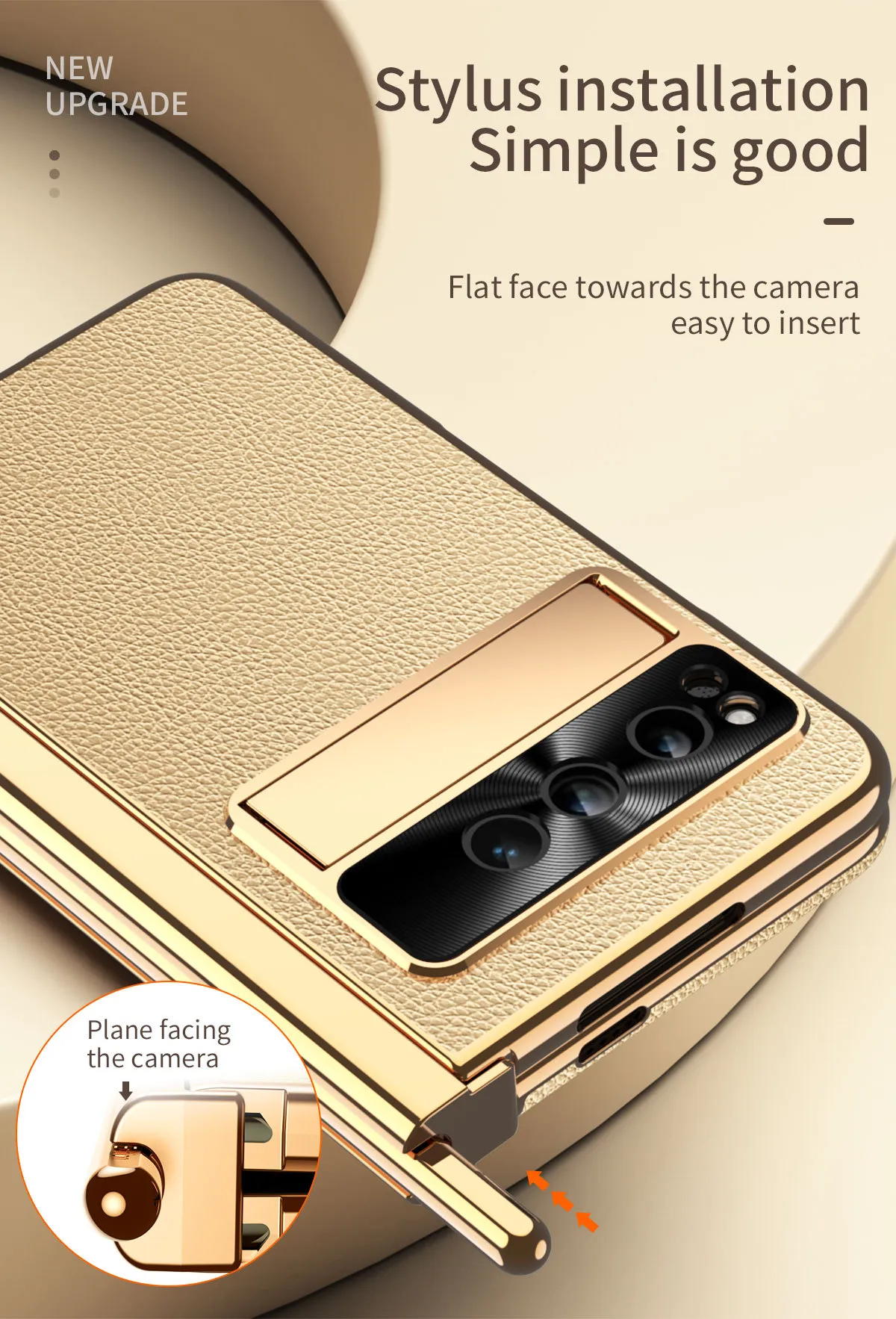 Compatible with Google Pixel Fold phone case, vegan leather, folding pen slot hinge, drop protection.