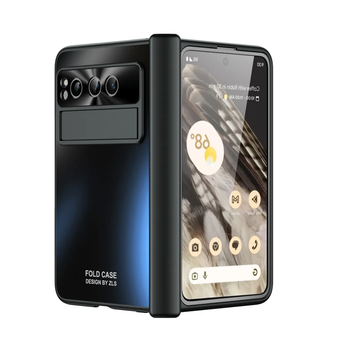 Google Pixel Fold phone case, solid color hinge, full-coverage shockproof case stand.