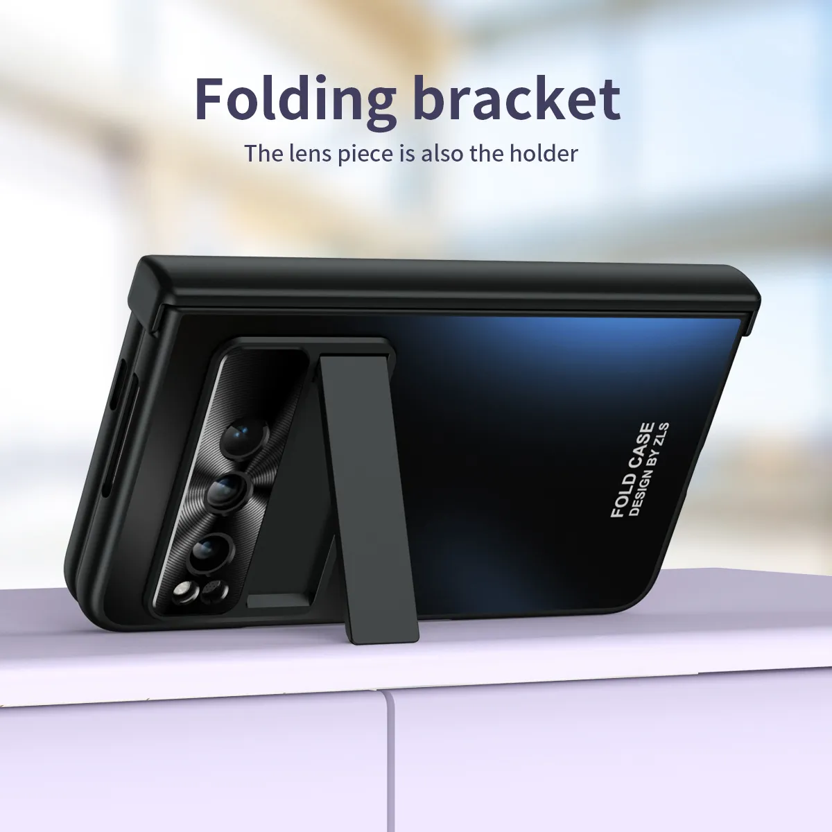 Google Pixel Fold phone case, solid color hinge, full-coverage shockproof case stand.