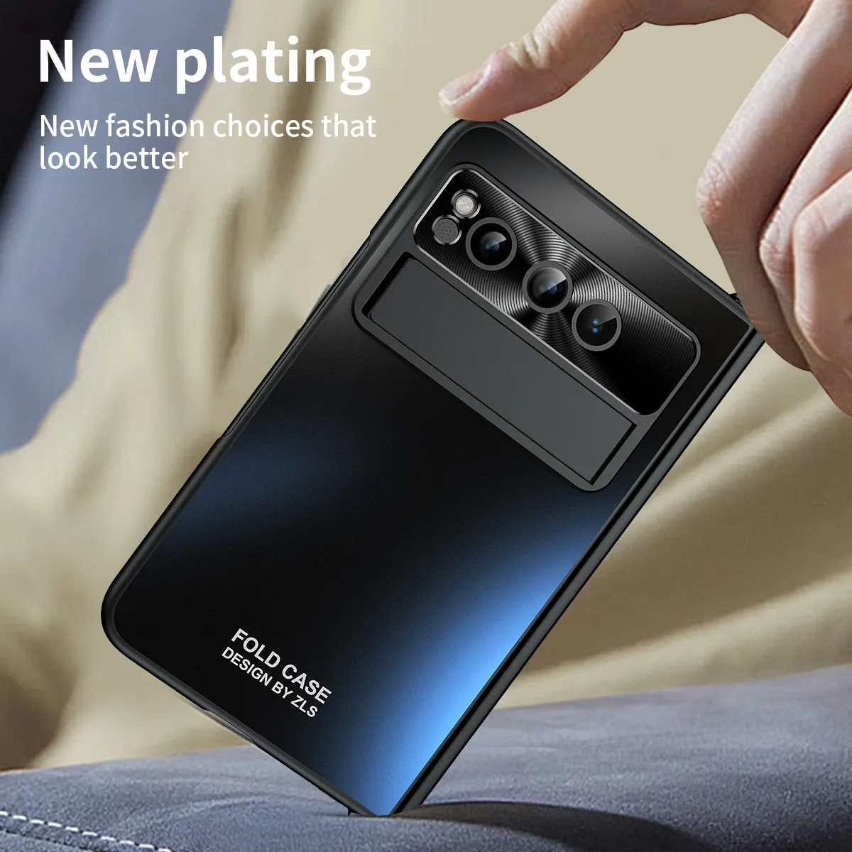 Google Pixel Fold phone case, solid color hinge, full-coverage shockproof case stand.