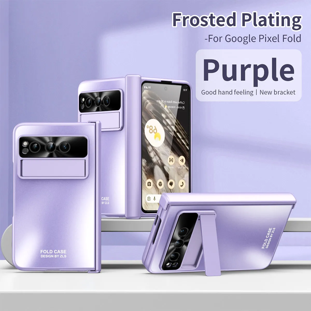 Google Pixel Fold phone case, solid color hinge, full-coverage shockproof case stand.