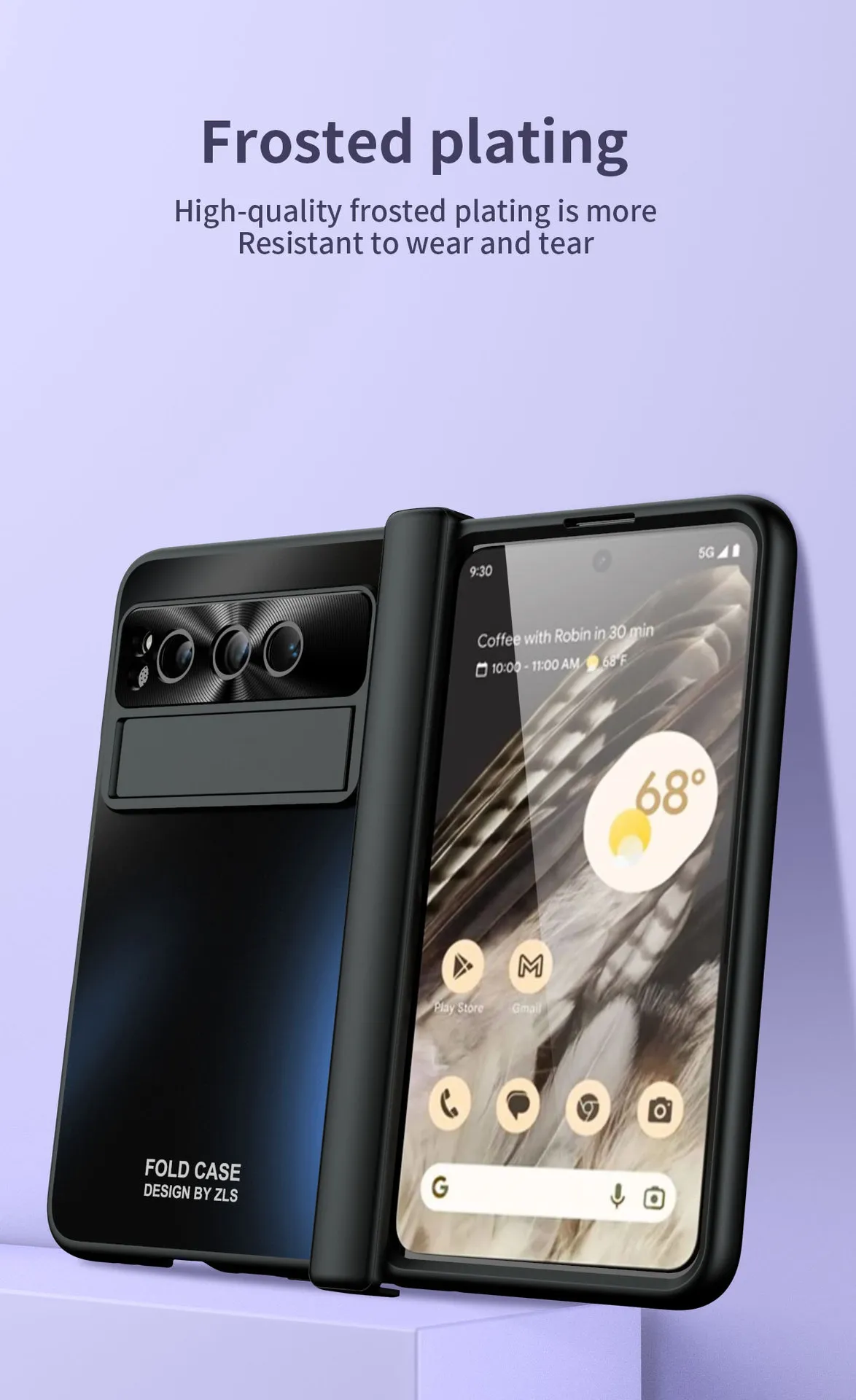 Google Pixel Fold phone case, solid color hinge, full-coverage shockproof case stand.