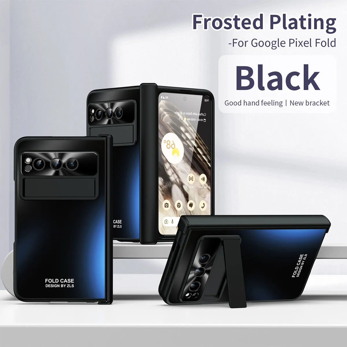 Google Pixel Fold phone case, solid color hinge, full-coverage shockproof case stand.