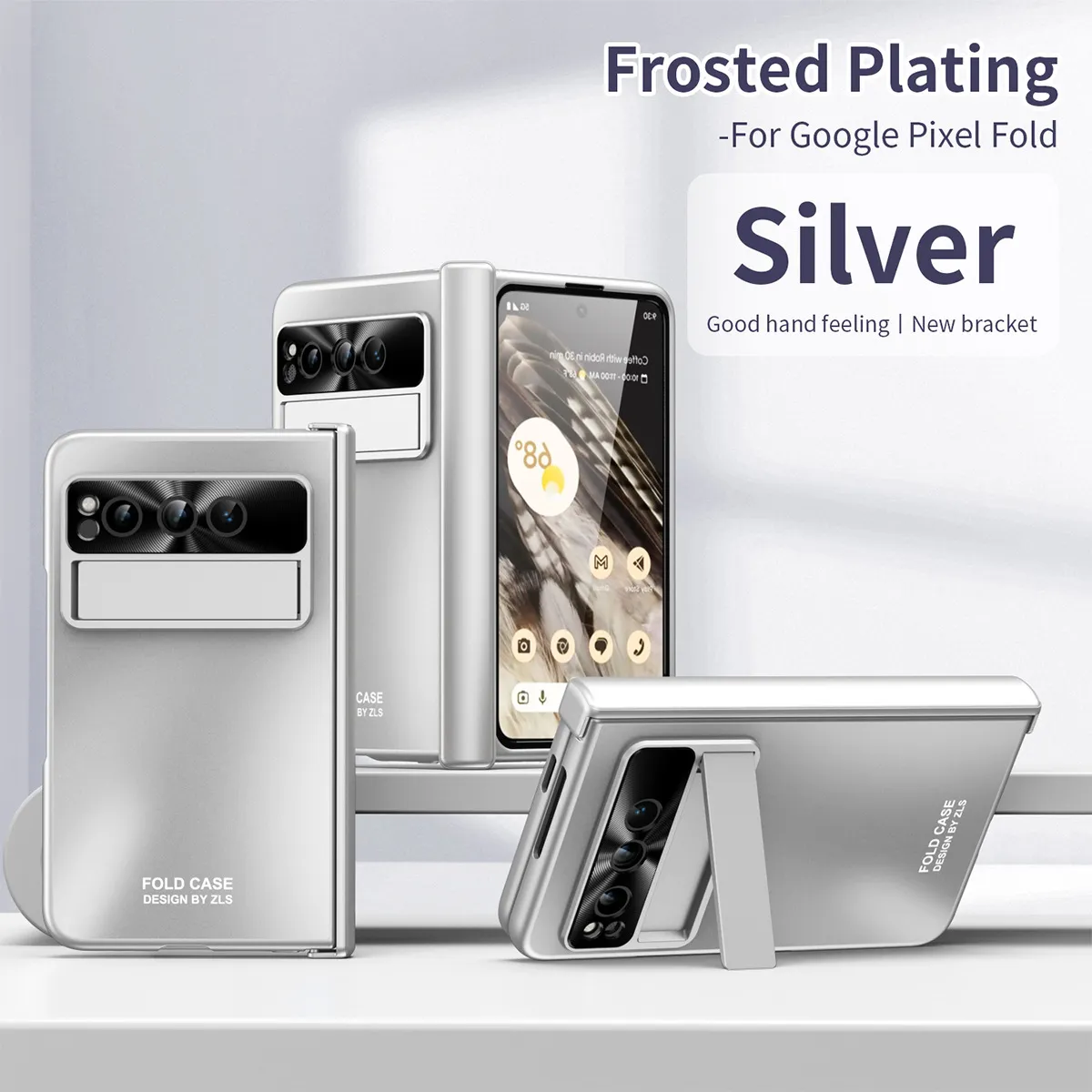 Google Pixel Fold phone case, solid color hinge, full-coverage shockproof case stand.