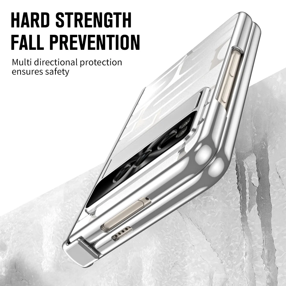 Google Pixel Fold phone case, trendy electroplated transparent full-coverage shockproof case.