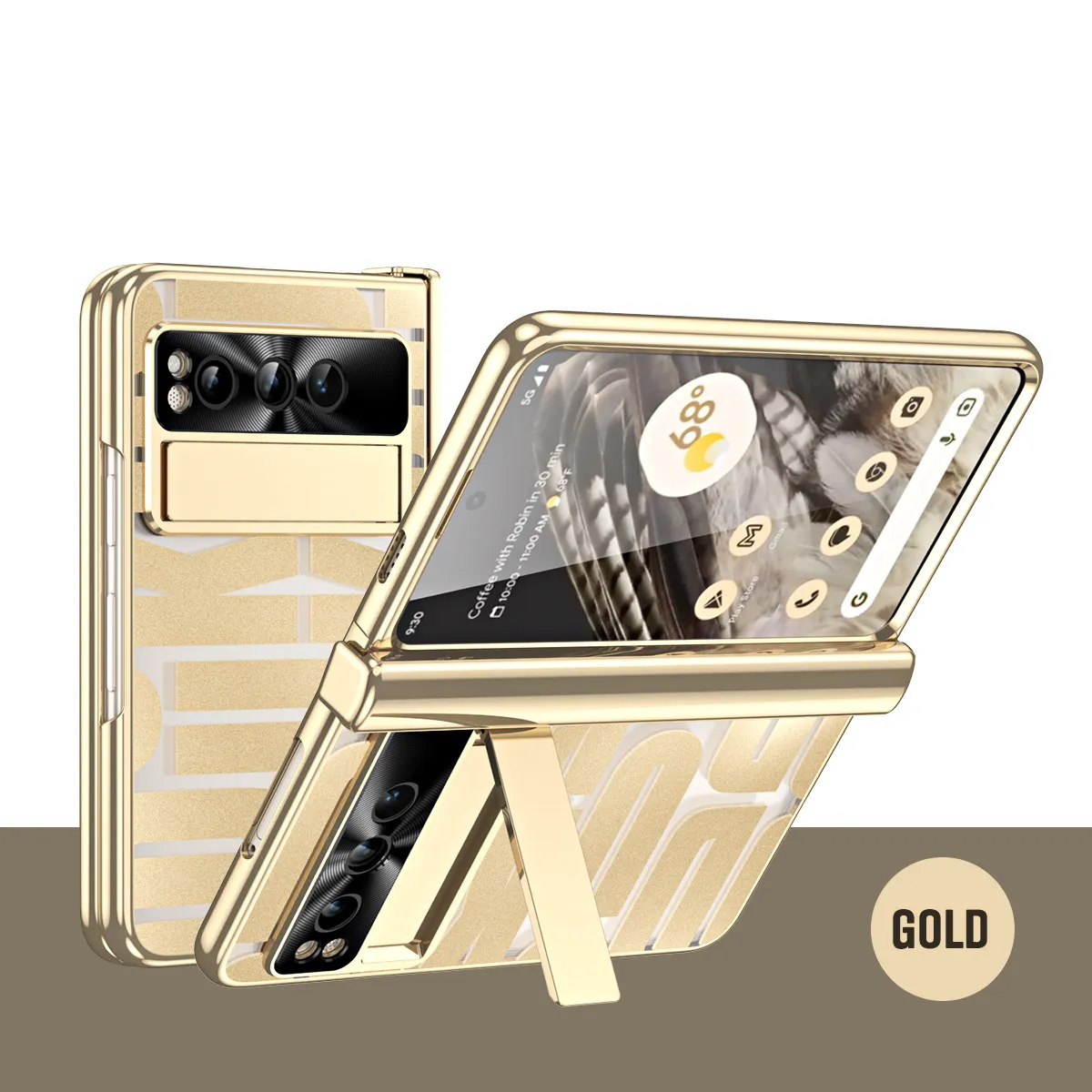 Google Pixel Fold phone case, trendy electroplated transparent full-coverage shockproof case.