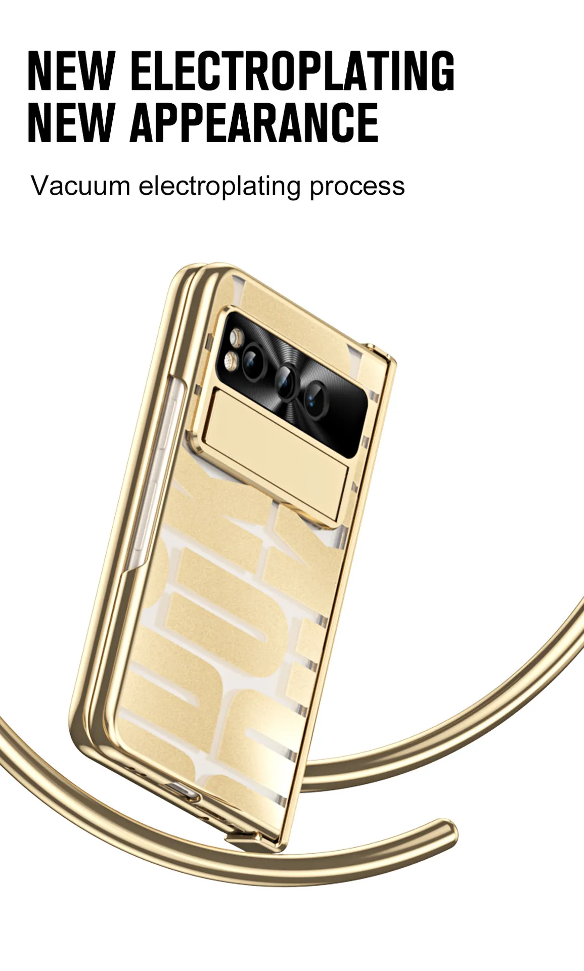 Google Pixel Fold phone case, trendy electroplated transparent full-coverage shockproof case.